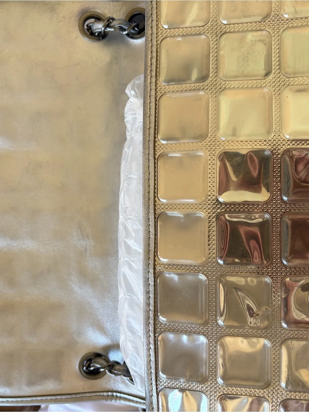 Chanel PVC with calfskin Ice Cube Flap bag medium in Silver 2008
